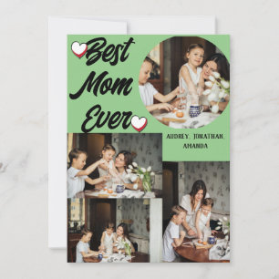 Cartes Pour Fêtes Annuelles Fête des mères personnalisées, Quatre photos colla