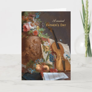 Cartes Pour Fêtes Annuelles Fête des pères musicale Fleurs et violon Bachelier