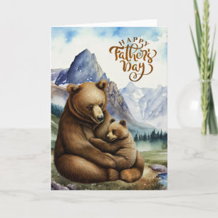 Cartes Pour Fêtes Annuelles Fête des pères Ours Hugs paysage boisé