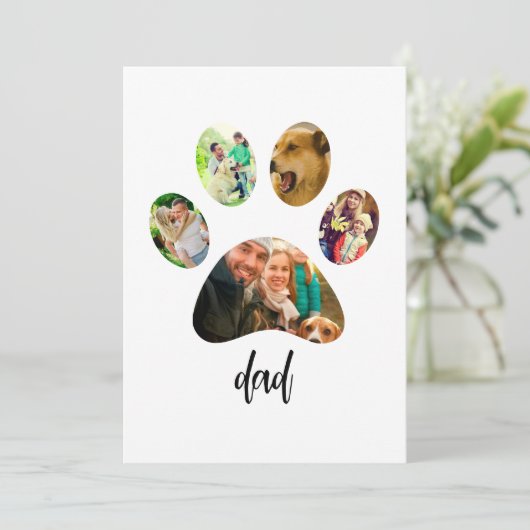 Cartes Pour Fêtes Annuelles Fête des Pères Papa Chien | 5 empreintes de pattes (Debout devant)