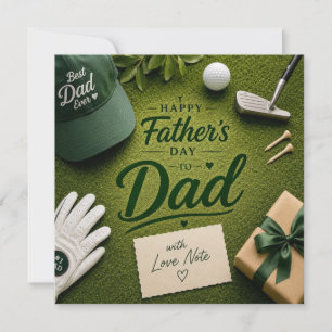 Cartes Pour Fêtes Annuelles Fête des Pères pour golfer Papa en vert avec amour