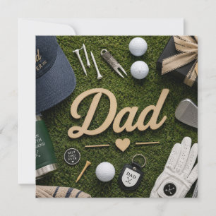 Cartes Pour Fêtes Annuelles Fête des Pères pour golfeur papa en vert avec amou