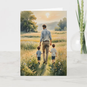 Cartes Pour Fêtes Annuelles Fête des Pères : un père et deux petits garçons