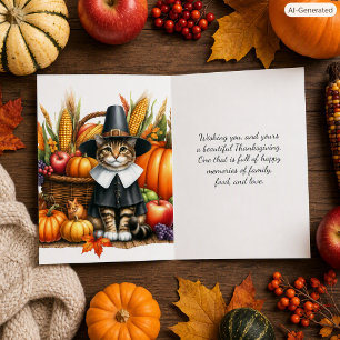 Cartes Pour Fêtes Annuelles Fête des Pilgrins de Thanksgiving Chat
