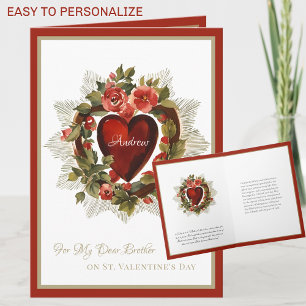 Cartes Pour Fêtes Annuelles Fête des Valentines religieuses Frère Coeur et Ros