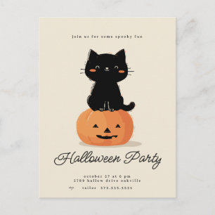 Cartes Pour Fêtes Annuelles Fête d'Halloween Chat et Citrouille 