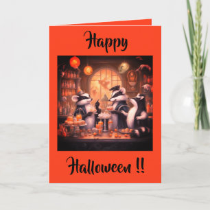 Cartes Pour Fêtes Annuelles Fête d'Halloween de la mouffette dans une boutique