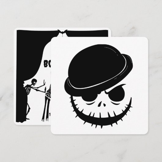 Cartes Pour Fêtes Annuelles Fête d'Halloween d'écrasement d'os de squelette en (Devant / Derrière)
