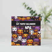 Cartes Pour Fêtes Annuelles Fête d'Halloween sur le thème du chat mignon  (Debout devant)