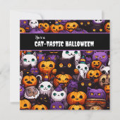 Cartes Pour Fêtes Annuelles Fête d'Halloween sur le thème du chat mignon  (Devant)