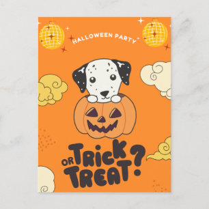 Cartes Pour Fêtes Annuelles Fête d'Halloween Tour ou Trait Dalmatien Citrouill