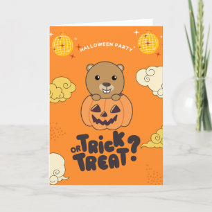 Cartes Pour Fêtes Annuelles Fête d'Halloween Trick Or Treat Castor Citrouille 