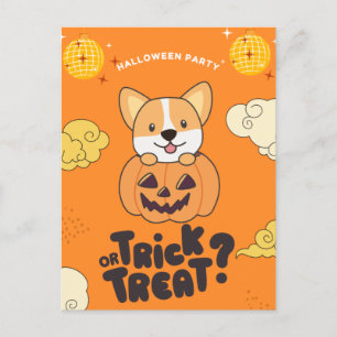 Cartes Pour Fêtes Annuelles Fête d'Halloween Trick Or Treat Corgi Citrouille V