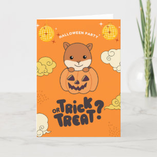 Cartes Pour Fêtes Annuelles Fête d'Halloween Trick Or Treat Écureuil Citrouill