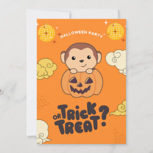 Cartes Pour Fêtes Annuelles Fête d'Halloween Trick Or Treat Singe Citrouille V
