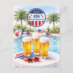 Cartes Pour Fêtes Annuelles Fête du 4 juillet Floride Soirée piscine