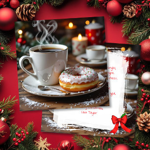 Cartes Pour Fêtes Annuelles Fête du café et des beignets de Noël Poème festif