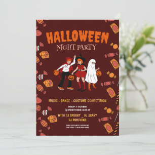 Cartes Pour Fêtes Annuelles fête en costume d'Halloween, nuit d'Halloween