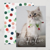 Cartes Pour Fêtes Annuelles Fête féline Photo de chat de vacances  (Devant / Derrière)