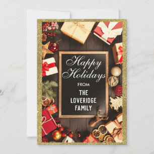 Cartes Pour Fêtes Annuelles Fête joyeuse de Noël Xmas Party Pailleté Or
