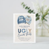 Cartes Pour Fêtes Annuelles Fête moderne de pull moche Enregistrer la date (Debout devant)