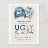 Cartes Pour Fêtes Annuelles Fête moderne de pull moche Enregistrer la date (Devant)