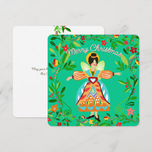 Cartes Pour Fêtes Annuelles Fête Moderne Folklorique Ange Mandarine Plat