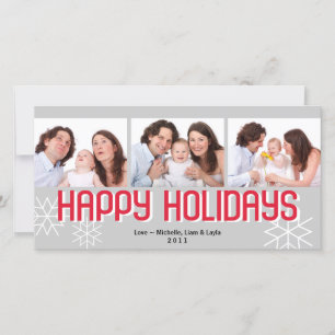 Cartes Pour Fêtes Annuelles Fête moderne triptyque rouge gris heureux vacances