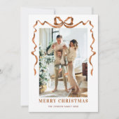 Cartes Pour Fêtes Annuelles Fête Noël Beige Boho Bow Ribbon 2 Photo (Devant)