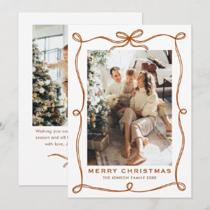 Cartes Pour Fêtes Annuelles Fête Noël Boho Beige Bow Ribbon 2 Photo