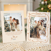 Cartes Pour Fêtes Annuelles Fête Noël Boho Beige Bow Ribbon 2 Photo