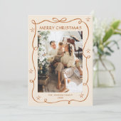 Cartes Pour Fêtes Annuelles Fête Noël Boho Beige Bow Ribbon 5 Photo (Debout devant)