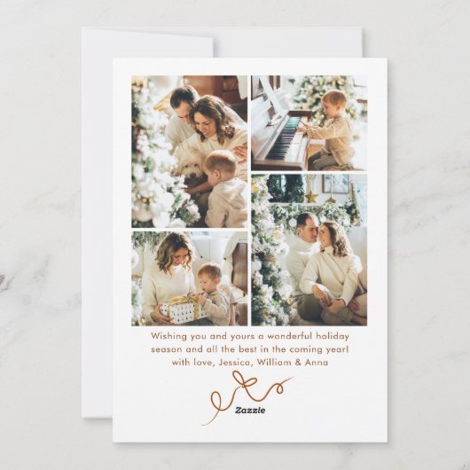 Cartes Pour Fêtes Annuelles Fête Noël Boho Beige Bow Ribbon 5 Photo (Dos)