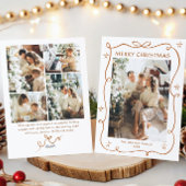 Cartes Pour Fêtes Annuelles Fête Noël Boho Beige Bow Ribbon 5 Photo