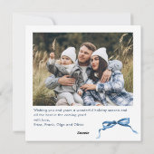Cartes Pour Fêtes Annuelles Fête Noël Dusty Blue Bow Ribbon 2 Photo (Dos)