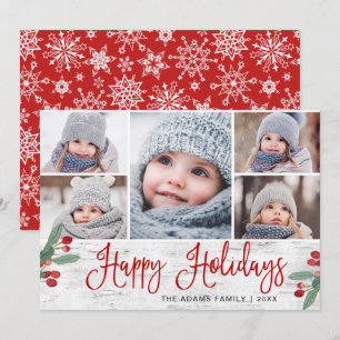 Cartes Pour Fêtes Annuelles Fête Noël Holly Berry Rustic 5 PHOTO