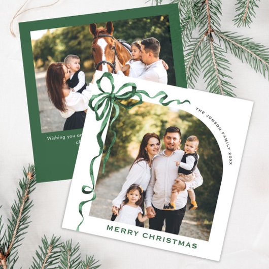 Cartes Pour Fêtes Annuelles Fête Noël Sage Green Bow Ribbon 2 Photo