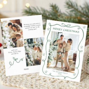 Cartes Pour Fêtes Annuelles Fête Noël Sage Green Bow Ribbon 3 Photo