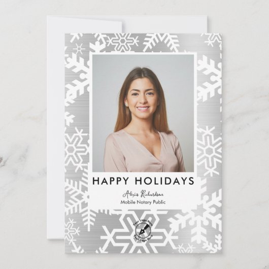Cartes Pour Fêtes Annuelles Fête Notaire moderne Silver Snowflake Photo (Devant)