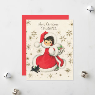 Cartes Pour Fêtes Annuelles fête rétro fille vintage Noël