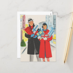 Cartes Pour Fêtes Annuelles fête rétro vintage Noël shopping