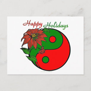 Cartes Pour Fêtes Annuelles Fête Yin Yang Poinsettia Vert Rouge