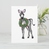 Cartes Pour Fêtes Annuelles Fête Zèbre Illustration, Holly Wreath (Debout devant)