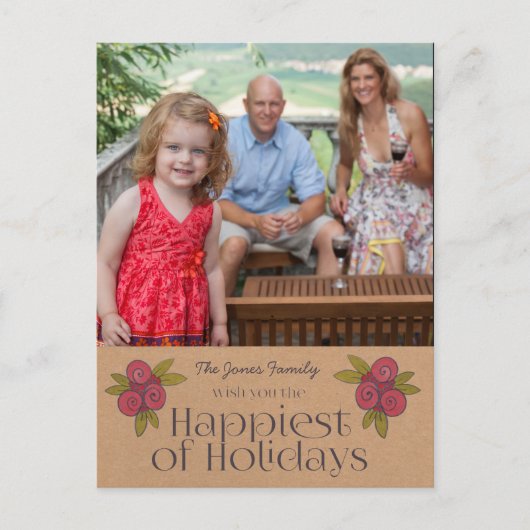 Cartes Pour Fêtes Annuelles Fêtes de Noël Berries rouges Xmas Photo (Devant)