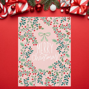 Cartes Pour Fêtes Annuelles Fêtes de Noël de Holly Berries et Greenery