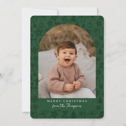 Cartes Pour Fêtes Annuelles Fêtes Vert foncé Scribbles Arch Joyeux Noël (Devant)