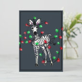 Cartes Pour Fêtes Annuelles Fêtes Zèbre, rouge, vert lumières scintillantes de (Debout devant)