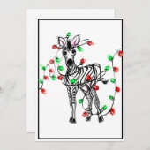 Cartes Pour Fêtes Annuelles Fêtes Zèbre, rouge, vert lumières scintillantes de (Devant / Derrière)