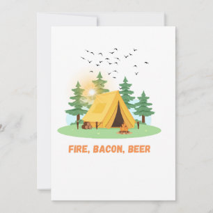 Cartes Pour Fêtes Annuelles Feu. Bacon. Bière. –Camping