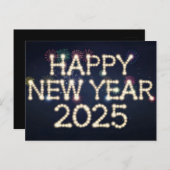 Cartes Pour Fêtes Annuelles Feu d'artifice "Bonne année 2025" (Devant / Derrière)